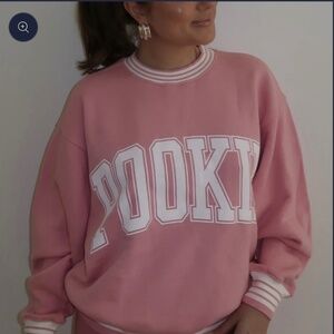 NWT QUINTESSENTIAL LOVE Pink Pookie Varsity Crewneck Sweatshirt